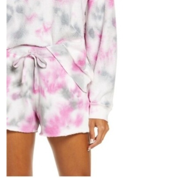Free People Kelly Lounge Set Medium Pink Grey Tie Dye Excellent Fleece - Picture 3 of 9